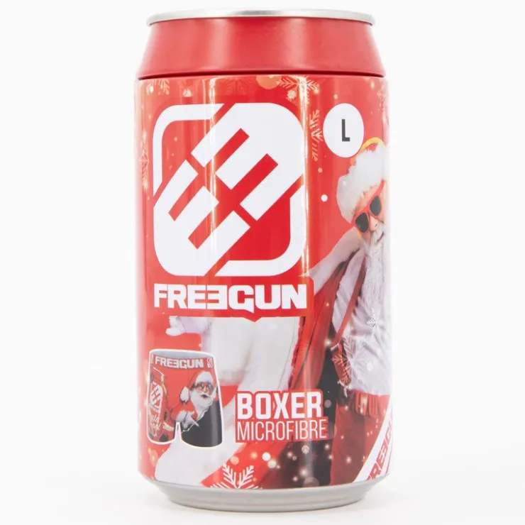 FREEGUN Boxer imprimé Père Noël microfibre avec coffret canetteHomme ROUGE Clearance