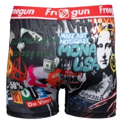 FREEGUN Boxer élastique grafiti Mona Lisa Artwork Homme NOIR New