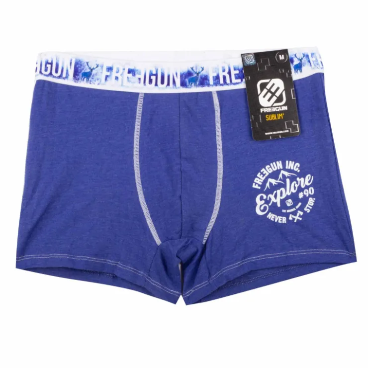 FREEGUN Boxer élastique imprimé neige avec cerf Homme BLEU New