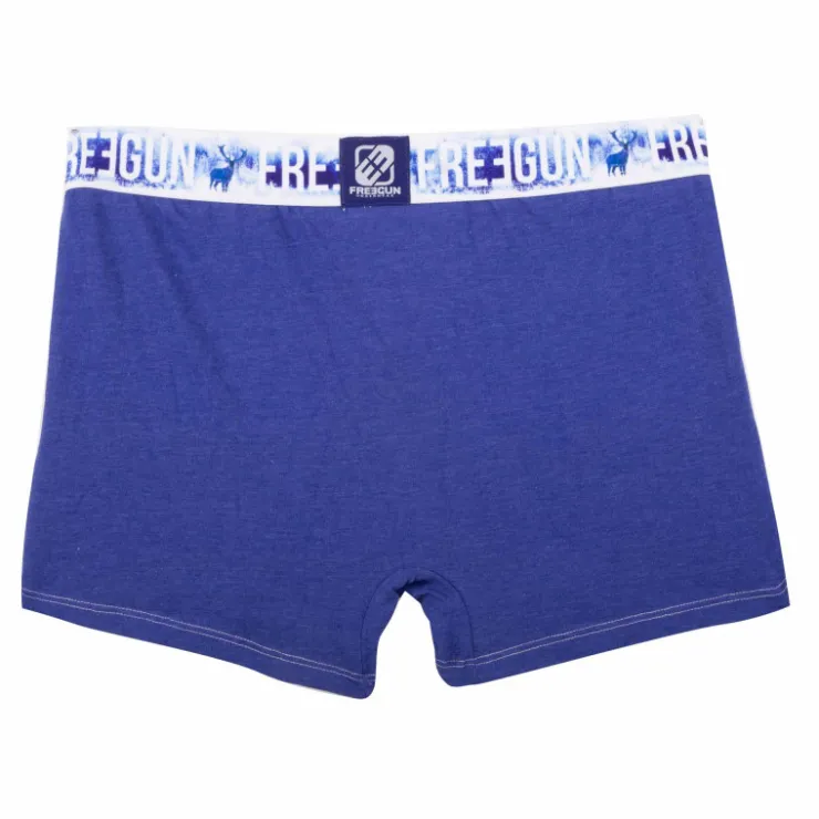 FREEGUN Boxer élastique imprimé neige avec cerf Homme BLEU New