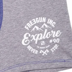 FREEGUN Boxer motif graphique surpiqures bleues Homme GRIS