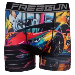FREEGUN Boxer multicolor imprimé voiture et grafiti Homme NOIR New
