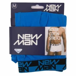 NEW MAN Boxer stretch coton logo sur l'élastique Homme BLEU Best