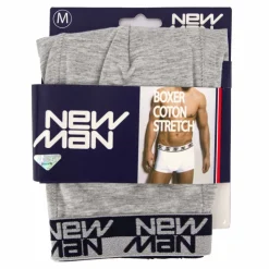 NEW MAN Boxer stretch coton logo sur l'élastique Homme GRIS CLAIR Online