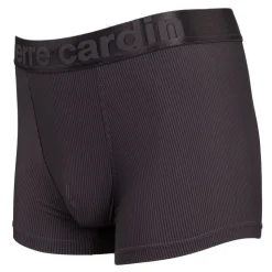 PIERRE CARDIN Boxer uni cotelé en microfibre Homme GRIS FONCE Discount
