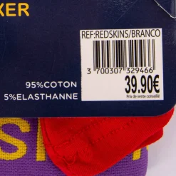 REDSKINS Boxer uni coton stretch Branco Homme NOIR