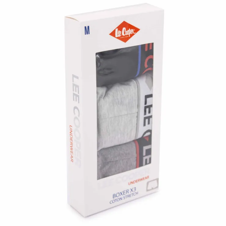 LEE COOPER Boxer uni lot x3 Nathan Homme GRIS Discount
