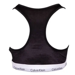 CALVIN KLEIN Brassière de sport e velours milleraies avec élastique blanc Femme NOIR New