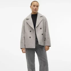 VERO MODA Caban Elite bella doux avec col à revers Femme GRIS CLAIR Online