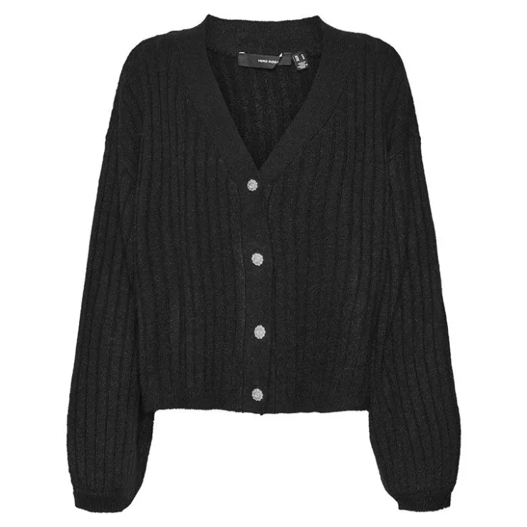 VERO MODA Cardigan Melya boutons en bijoux col v Femme NOIR Online