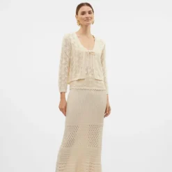 VERO MODA Cardigan Verena birch brodé à nouer Femme BLANC ECRU Hot