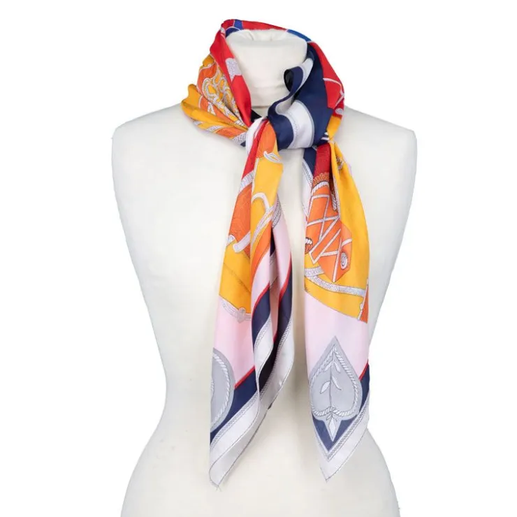 TORRENTE Carré toucher soie imprimé costume d'époque 90x90cm Femme MULTICOLORE New