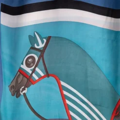 TORRENTE Carré toucher soie nuances de s imprimé cheval 90x90cm BLEU Online