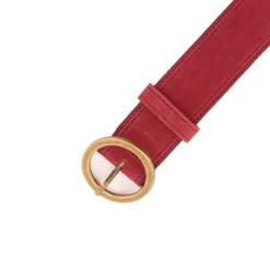 DOCKERS Ceinture cuir de vache daim boucle doré cercle Femme ROSE Best