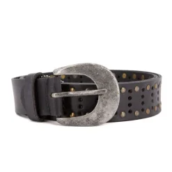 CHIKY BOOM Ceinture cuir grande largeur Homme NOIR