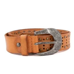 CHIKY BOOM Ceinture cuir grande largeur Homme MARRON CLAIR New