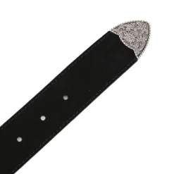 DEELUXE 74 Ceinture en cuir western boucle argentée à motifs gravés Femme NOIR Best