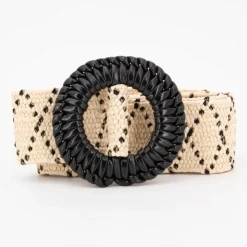 DEELUXE 74 Ceinture fibre naturelle lysade tissée boucle noire Femme BEIGE New