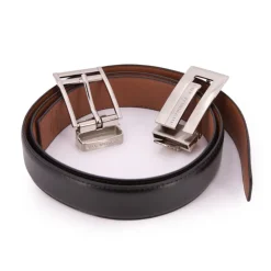 BILL TORNADE Ceinture réversible cuir vachette double boucles Homme MARRON Clearance