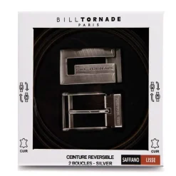 BILL TORNADE Ceinture réversible cuir vachette double boucles Homme MARRON CLAIR Discount