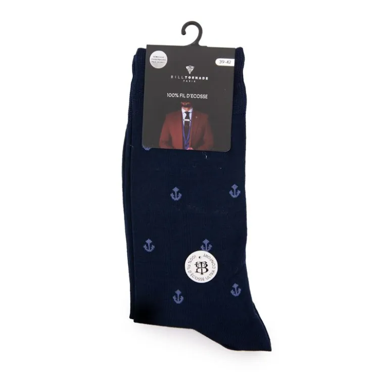 BILL TORNADE Chaussette fil d'ecosse fantaisie Homme BLEU FONCE Online