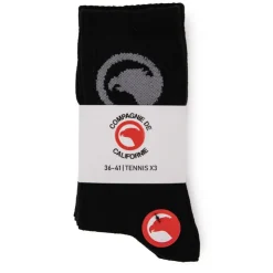 COMPAGNIE DE CALIFORNIE Chaussettes de tennis label lot de 3 Mixte NOIR Sale