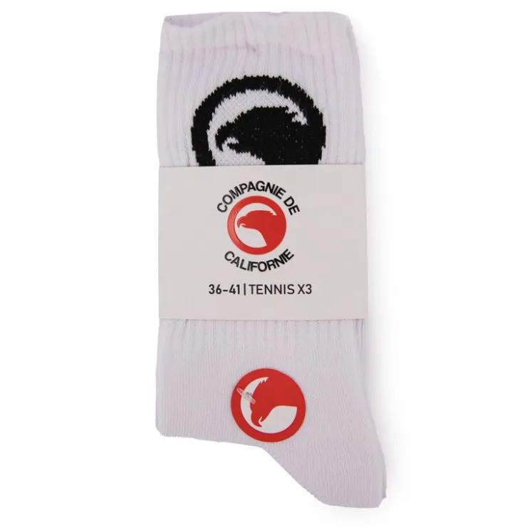 COMPAGNIE DE CALIFORNIE Chaussettes de tennis label lot de 3 Mixte BLANC Hot