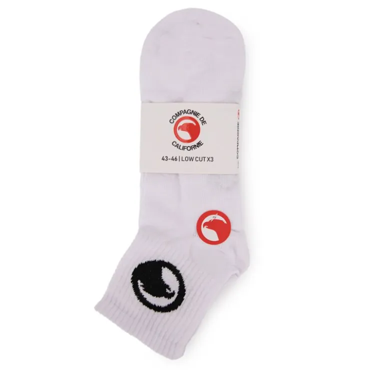 COMPAGNIE DE CALIFORNIE Chaussettes en coton Lowcut x3 avec logo Homme BLANC Clearance