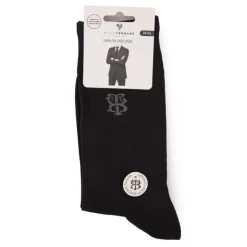 BILL TORNADE Chaussettes fil d'ecosse uni à logo NOIR Outlet