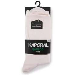 KAPORAL Chaussettes hautes en bamboo Homme BLANC ECRU Clearance