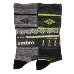 UMBRO Chaussettes lot de 6 crew t39-46 Homme JAUNE New