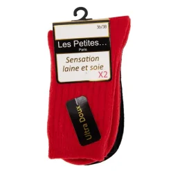 LES PETITES...PARIS Chaussettes lot x2 clotilde Femme ROUGE Outlet