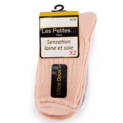 LES PETITES...PARIS Chaussettes lot x2 clotilde Femme ROSE CLAIR New