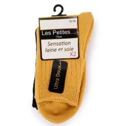 LES PETITES...PARIS Chaussettes lot x2 clotilde Femme JAUNE Outlet