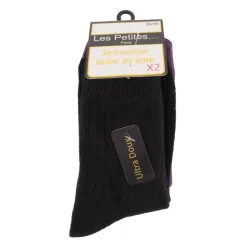 LES PETITES...PARIS Chaussettes lot x2 clotilde Femme NOIR