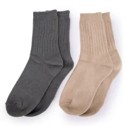 LES PETITES...PARIS Chaussettes lot x2 clotilde Femme BEIGE New