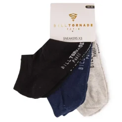 BILL TORNADE Chaussettes socquettes x3 uni Homme MULTICOLORE Online