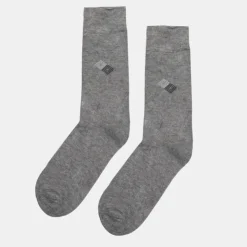 TORRENTE Chaussettes tissu chiné imprimé losanges damiers Homme GRIS Discount