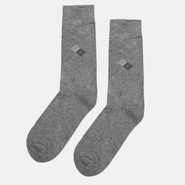 TORRENTE Chaussettes tissu chiné imprimé losanges damiers Homme GRIS Discount