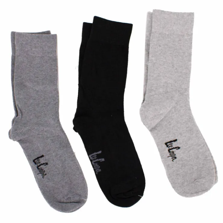 LEE COOPER Chaussettes unies lot x3 coton stretch Femme GRIS Clearance