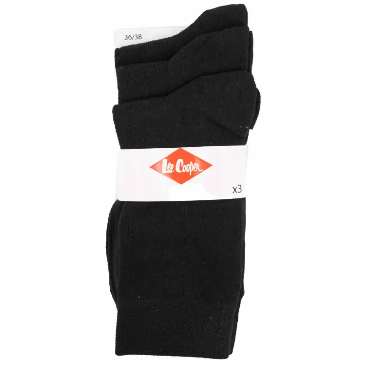 LEE COOPER Chaussettes unies lot x3 coton stretch Femme NOIR Best