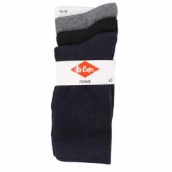 LEE COOPER Chaussettes unies lot x3 coton stretch Femme BLEU FONCE New