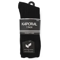 KAPORAL Chaussettes ville en maille cotelé lot de 7 paires Homme NOIR Outlet