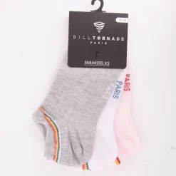 BILL TORNADE Chaussettes x3 36/42 fantaisie 11088 Femme MULTICOLORE New