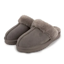 KELARA Chausson fourré fausse fourrure semelle épaisse Femme GRIS Discount