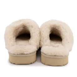 KELARA Chausson fourré fausse fourrure semelle épaisse Femme BEIGE Clearance