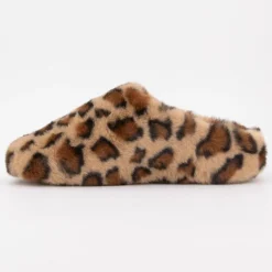 KELARA Chaussons à poils imprimé léopard Femme MARRON Best
