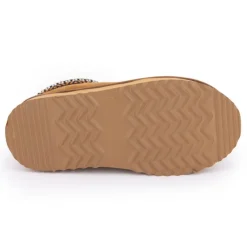 KELARA Chaussons en cuir effet daim fourrés liseré cheville Femme CUIVRE Outlet