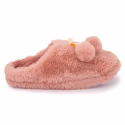 ETINCELLE Chaussons fausse fourrure pompon antidérapant Claire Femme ROSE Outlet