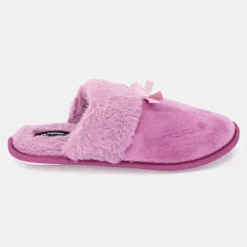 LES PETITES...PARIS Chaussons fausse fourrure noeud Carmeline Femme VIOLET Sale